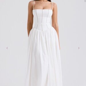 Ysabella House of CB White Pleated Sundress Spaghetti Strap